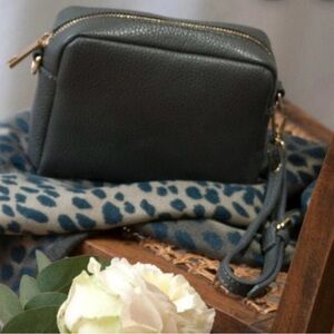 NWOT Dark Grey Leather mini Crossbody Bag